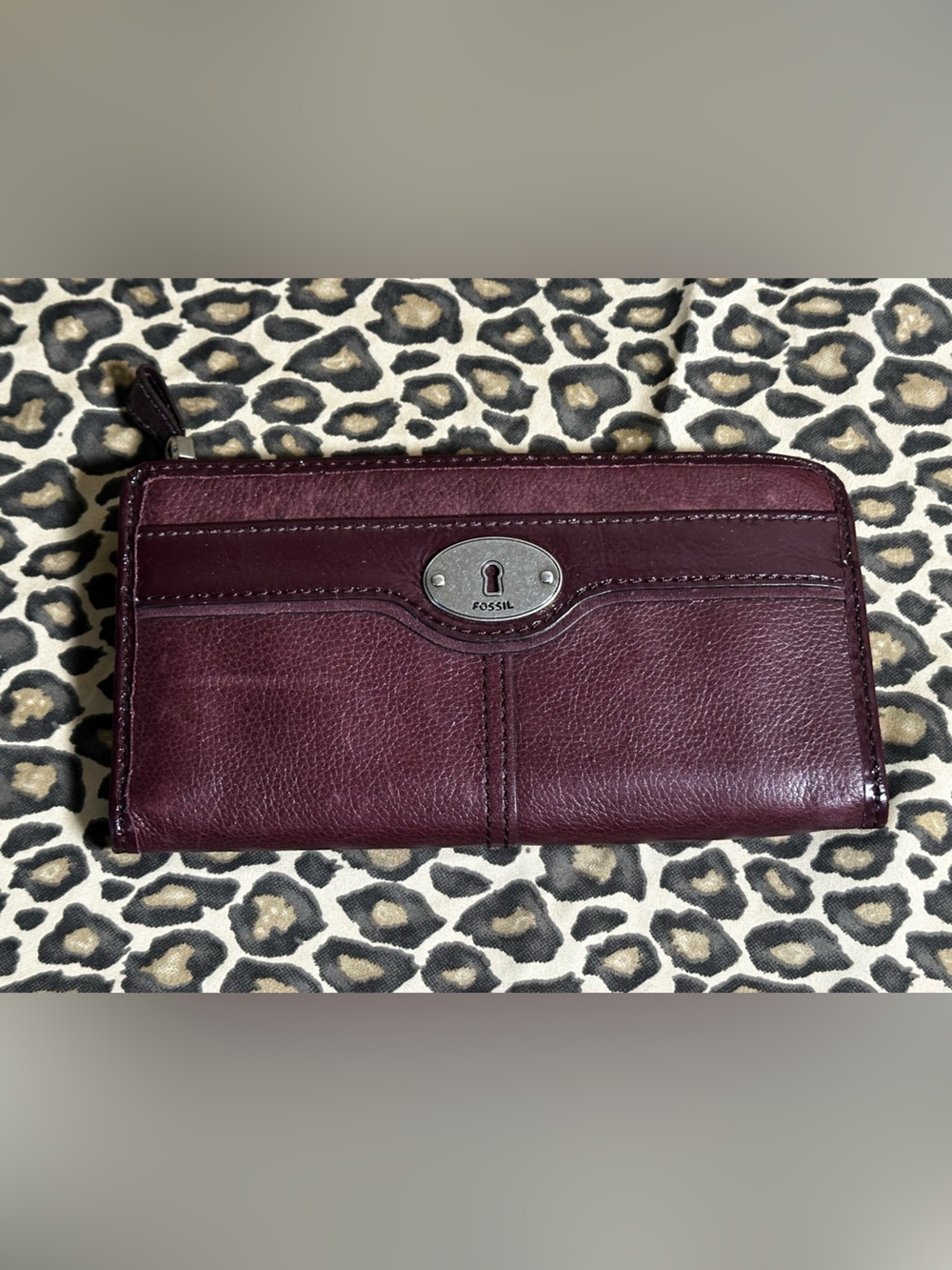 Fossil Deep Burgundy Leather Zip-Around Wallet